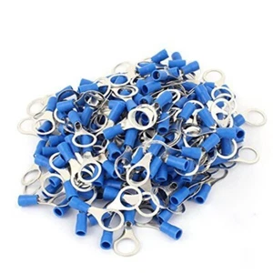 100Pcs Blue 16-14 Gauge Wire Ring Terminals Vinyl Connectors Eyelet Assortment - Picture 1 of 20