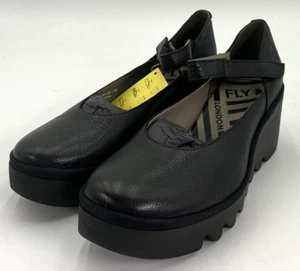 FLY LONDON BAWO543FLY Women's Size 7.5 US Black Leather Shoes NIB - Picture 1 of 9