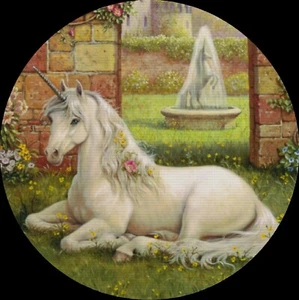Unicorn Garden Fountain Colorful Drink Coasters Polyester Top Rubber Bottom NEW - Picture 1 of 2