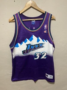 Vintage New 1990s Karl Malone Jazz Champion jersey, Purple Size 40 RARE - Picture 1 of 6