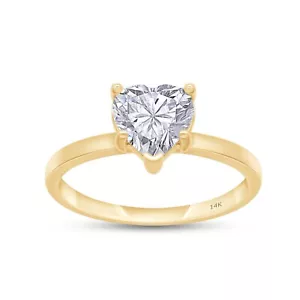 2 Ct Heart Diamond G-H VS2/1 GIA Cirtified 14K Gold Solitaire Ring Lab Grown - Picture 1 of 9