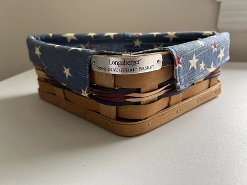 2009 Longaberger Inaugural Corner  Basket Cloth Star  Print Liner USA July 4th Cover