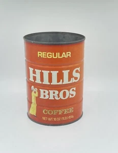 Vintage 16-oz Hills Bros Coffee Tin Can in Red - Circa 1965 - Picture 1 of 6