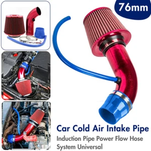3" Car Cold Air Intake Filter Induction Kit Pipe Aluminum Power Flow Hose System - Picture 1 of 14