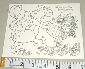 Biglietto di auguri da colorare marca attuale,C,mucca incurante che trasporta mais,vuoto,inutilizzato - Foto 1 di 5