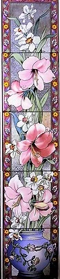 Amaryllis Tile Panel Lilies Decorative Vertical Fireplace 5 Tile Panel Made UK - Image 1 of 4