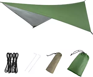Hammock Camping Tarp Rain Fly, Waterproof Tent Footprint Shelter Canopy Sunshade - Picture 1 of 12