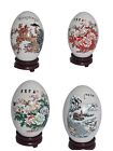 10" Beautiful Oriental Style Birds Mountains Floral Ceramic Egg on Base 4 styles