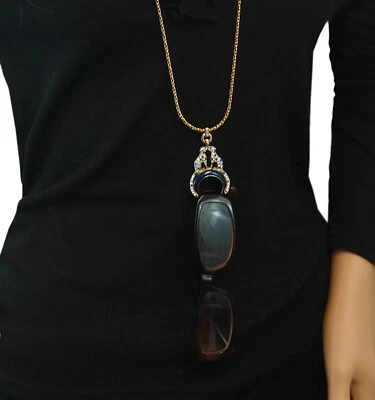 Collar largo 36" con soporte para gafas de imitación pavé de leopardo tono dorado Foto 1 de 4