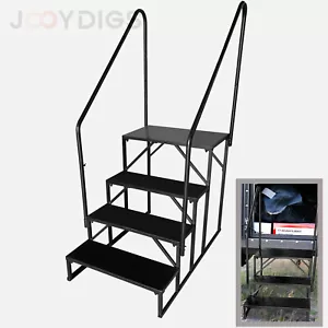 Portable Heavy Duty Steel RV Stairs w/ 2 Handrails Outdoor Hot Tub Step Ladder - Picture 1 of 14