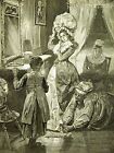 Black Americana VICTORIAN LADY DRESSING for BALL 1889 Antique Engraving Matted