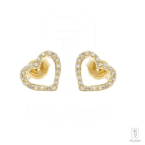 14K Gold 0.20 CT VS/F-G Diamond Love Heart Earrings - The Jewelz - Picture 1 of 3