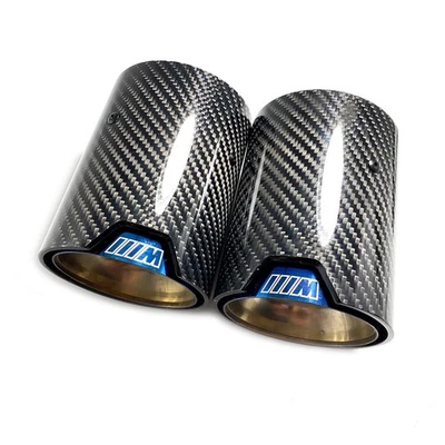 Punta de escape de fibra de carbono azul quemado brillante 2* para BMW M2 M3 M4 M5 M6 M135i M235i Foto 1 de 4