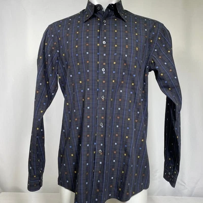 Camisa de vestir italiana a cuadros negra con botones manga larga Zanella para hombre MEDIANA Foto 1 de 4