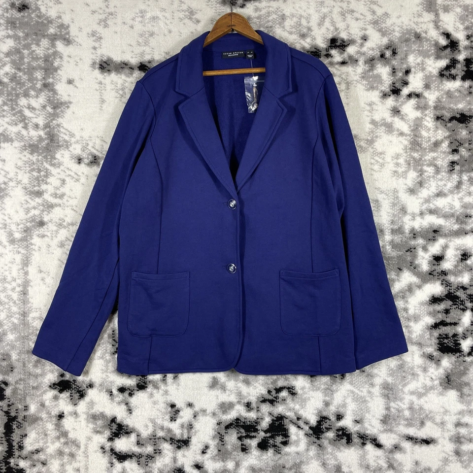 Susan Graver Weekend Sweater Blazer Womens Size Extra Large Blue Pockets - Image 1 of 4