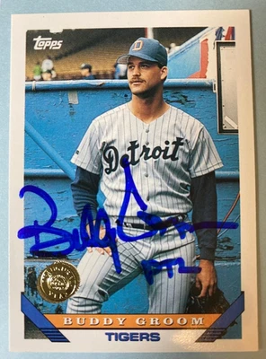 Autografiado Buddy Groom Inauguración Año 1993 Topps Tigers Foto 1 de 2