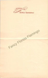 Vintage Cunard RMS Samaria Red Ribbon Ocean Liner Letterhead Stationery Sheet c. - Picture 1 of 2
