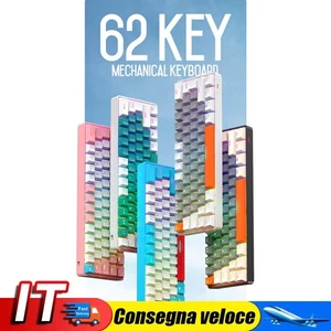 Tastiera meccanica cablata a 62 tasti Tastiera ergonomica da gioco cablata Tasti - Afbeelding 1 van 14