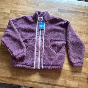 DSG ' COZY FLEECE FULL ZIP ' GIRLS SHERPA ' LARGE ' ROSE COFFEE $55 MSRP - Picture 1 of 4