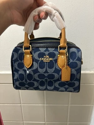 NWT Limited Coach Mini Rowan Crossbody Bag In Signature Denim ，no cheery charm - Image 1 of 4