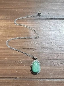 925 Sterlingsilber grüner Aventurin Jaspis oval Quarz 1" Anhänger 18' Kette - Bild 1 von 7