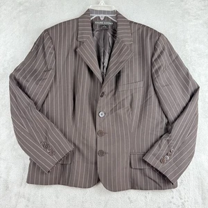 Vintage Ralph Lauren Blazer Jacket Womens 14 Brown Pinstriped Wool Career Office - Picture 1 of 17