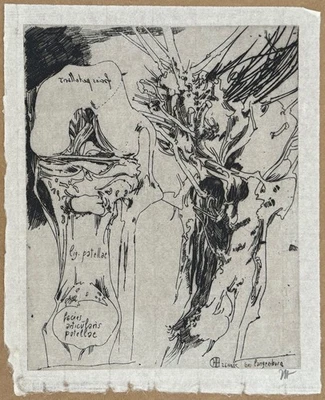 Horst Janssen, lig. patellae, Radierung, 1985, handsigniert - Bild 1 von 4