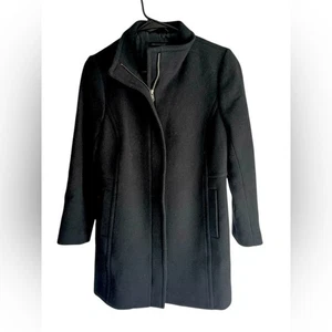 Talbots Black Wool Blend Full Zip Coat womens 4 classic mid length - Picture 1 of 8