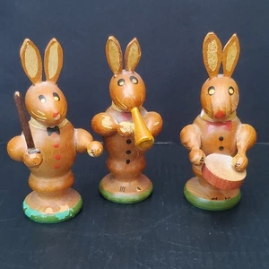 3 Erzgebirge Osterhasen Band Figuren Germany handbemalt Vintage - 3" - Bild 1 von 17