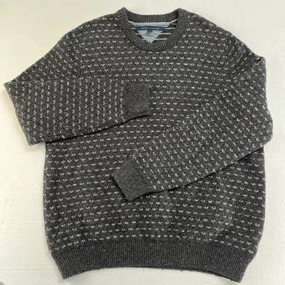 Tommy Hilfiger Wool Blend Sweater Mens XL Gray Crewneck Pullover Fisherman - Image 1 of 4