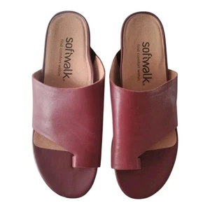 Softwalk Corsica S2002-668 womens Mahogany Narrow Leather Slides Sandals Shoes 8 - Picture 1 of 10
