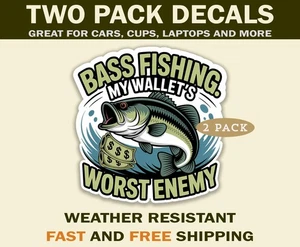 Funny Bass Fisherman Sticker Decals great for cars, water bottles and more - Picture 1 of 4