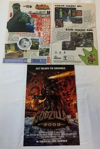 lote de tres anuncios de GODZILLA ~ Atari Godzilla Destroy All Monsters, Godzilla 2000 - Imagen 1 de 1