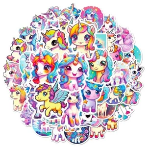 50PCS Kids Cute Colorful Cartoon Unicorn Laptop Luggage Cup Scrapbook Stickers - Picture 1 of 9