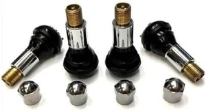 4 x CHROME Tire Valve Stems Rubber ATV Lawn Tractor Mower Golf Cart wheel TR413 - Picture 1 of 1
