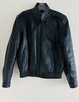 Vintage Tannery West Woman's Thermolite Bomber Leather Jacket, Black, S - Image 1 of 4