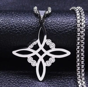 New Witch's Irish Triquetra Trinity Knot Pendant Necklace Stainless Steel - Picture 1 of 4
