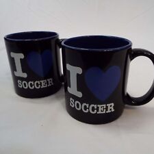 I Love Soccer Collectible Mug Lot of 2 Large Over-size Coffee Cups, Black Mugs