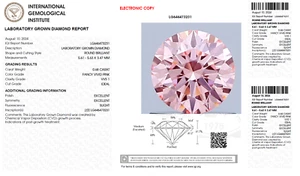 IGI Certified 0.68 Carat Fancy Vivid Pink VVS1 Round Cut CVD Lab Grown Diamond - Picture 1 of 18