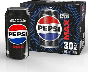 Pepsi Max Zero Sugar Cola Soft Drink, 30 x 375m - Picture 1 of 3