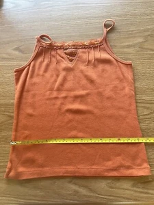 Talbots girls size 14 cami , orange with spaghetti straps, lace and beads - Picture 1 of 9