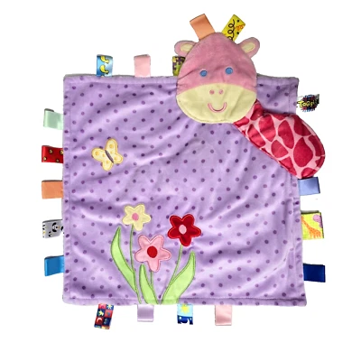 Taggies Giraffe Baby Lovey Security Blanket Plush Activity Purple Pink Chew Toy - Imagem 1 de 4