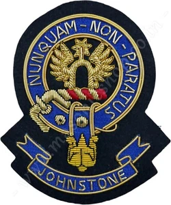 SCHOTTISCHER CLAN WAPPEN ABZEICHEN HANDGESTICKT PATCH - JOHNSTONE - Bild 1 von 1