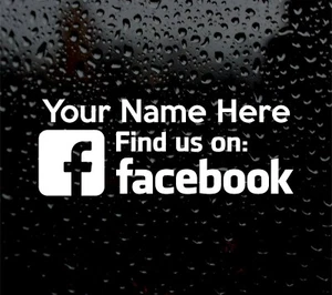 2 X CUSTOM FIND US ON FACEBOOK PERSONALISED EURO WINDOW VINYL DECAL CAR STICKER - Picture 1 of 6