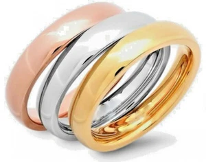 Juego de anillos tri oro 3 piezas boda acero inoxidable plata blanco rosa amarillo talla 5 7 8 - Imagen 1 de 5