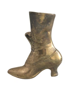 Vintage Victorian Style Solid Brass Boot Vase/Holder, 8-1/4" Tall - Picture 1 of 7