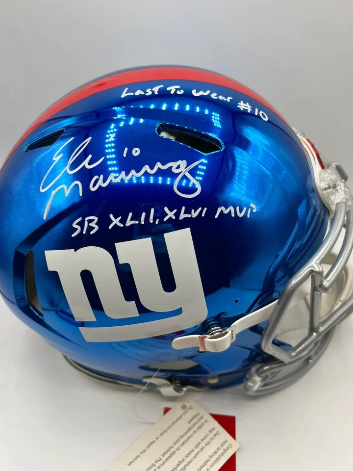 Eli Manning Autografiado Gigantes de Nueva York Tamaño Completo Cromo Auténtico con Inscripción Múltiple Foto 1 de 1