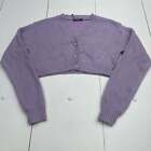 Nasty Gal Purple Knit Button Front Crop Sweater Women?S Size Medium