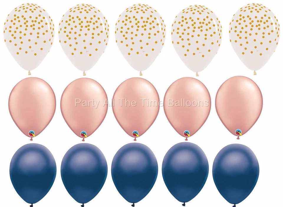 15 BALÕES nu OURO ROSA pontos de ouro transparente MARINHA casamento FESTA favores AZUL MEIA-NOITE - Imagem 1 de 1