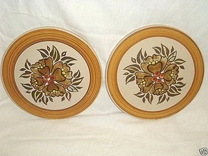 2 Hand Painted LANGLEY ENGLAND Stoneware TRIVET TILES - Picture 1 of 5